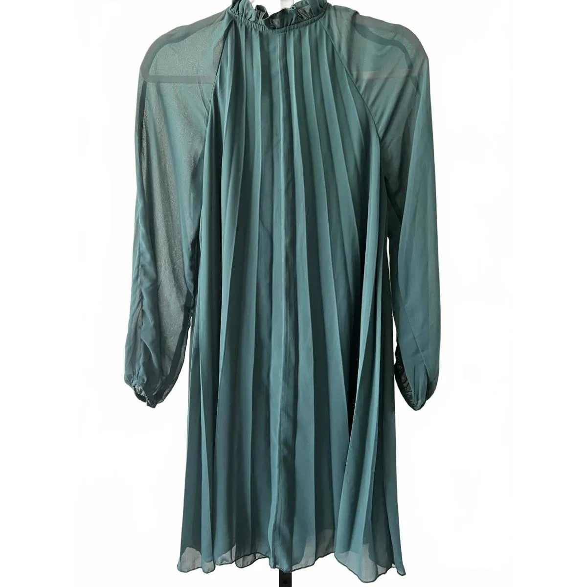 ASOS   Long Sleeve Pleated Dress - Teal - Image 2