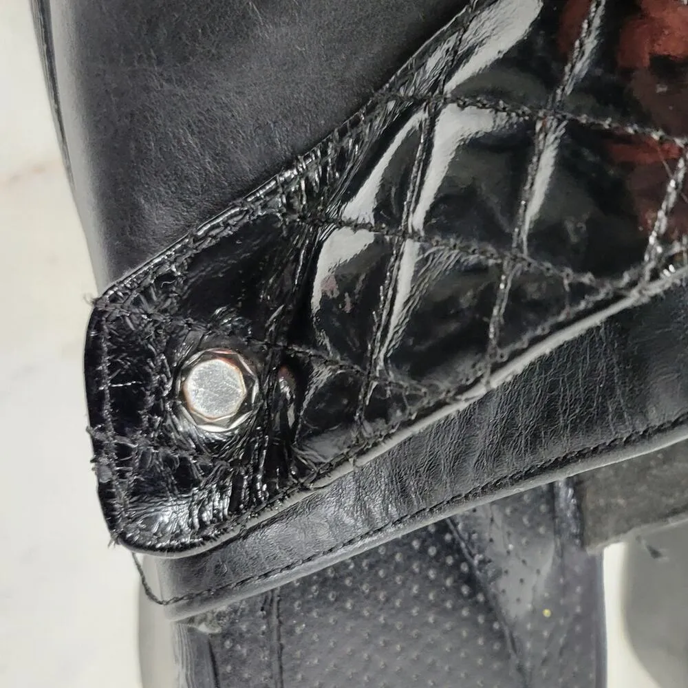 Crocs Cobbler Mules Womens 11 Black Quilted Patent Leather Platform Clogs Work - Image 15