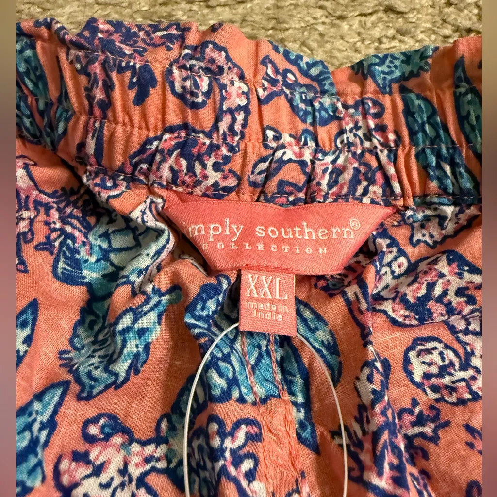 Simply Southern Pink Coral Seahorse Elastic Cotton Ruffle Shorts - size XXL - Image 7