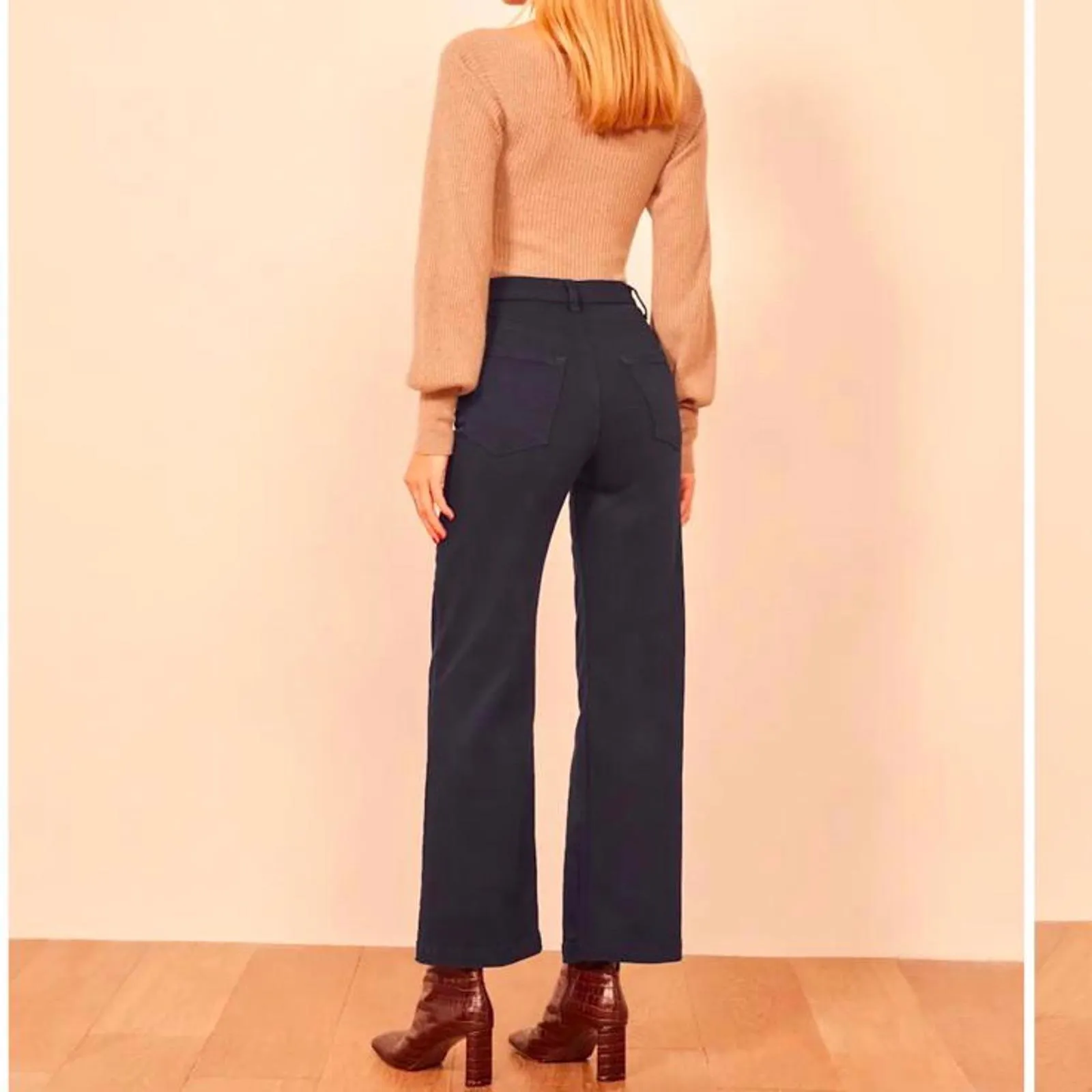 Reformation Jane Wide Leg High Rise Denim Pants Navy Blue Wash Women’s size 31 - Image 16