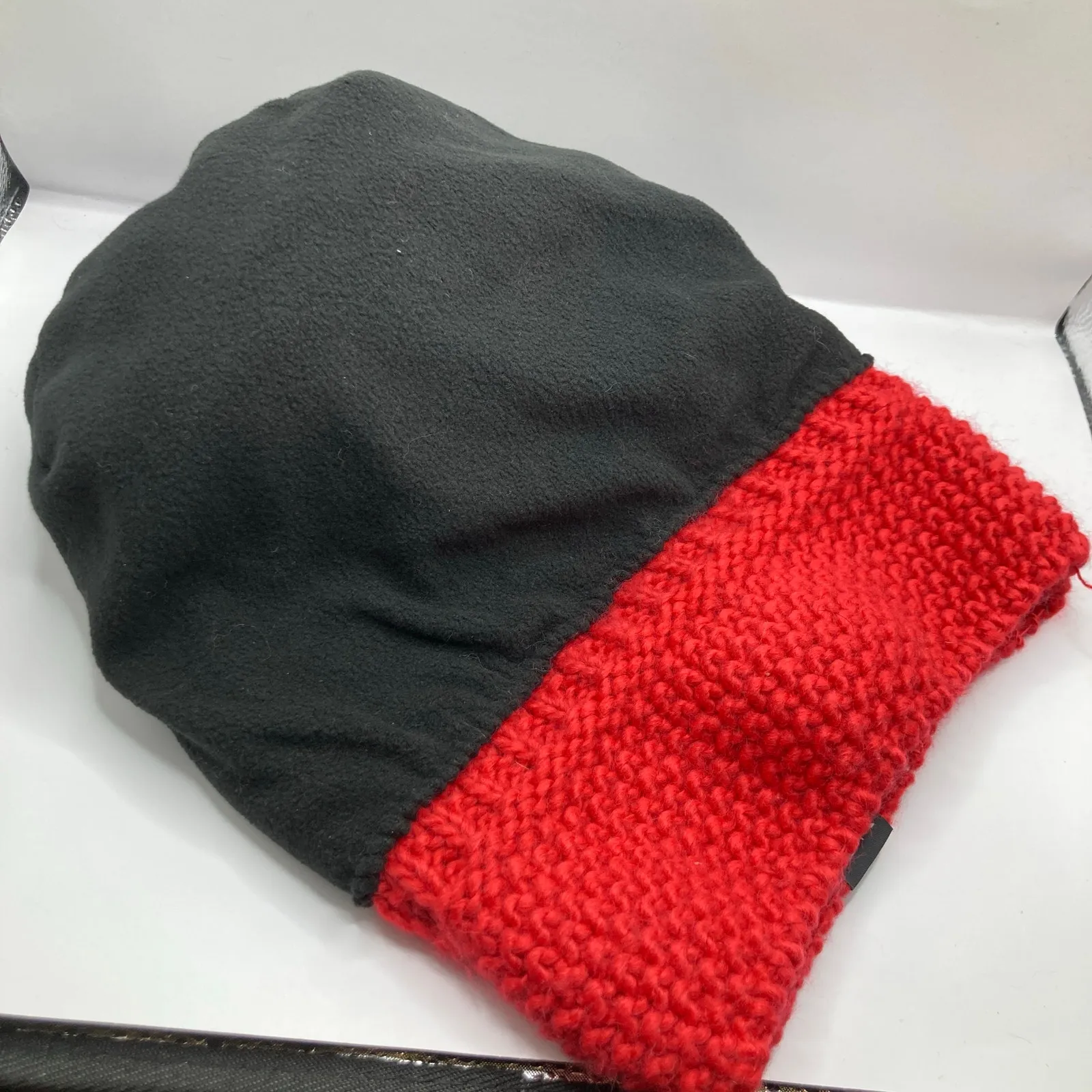 Orage Adult M Red & Blue Diamond Chunky Knit Fleece Lined Beanie Ski Outdoor Size M - Image 6