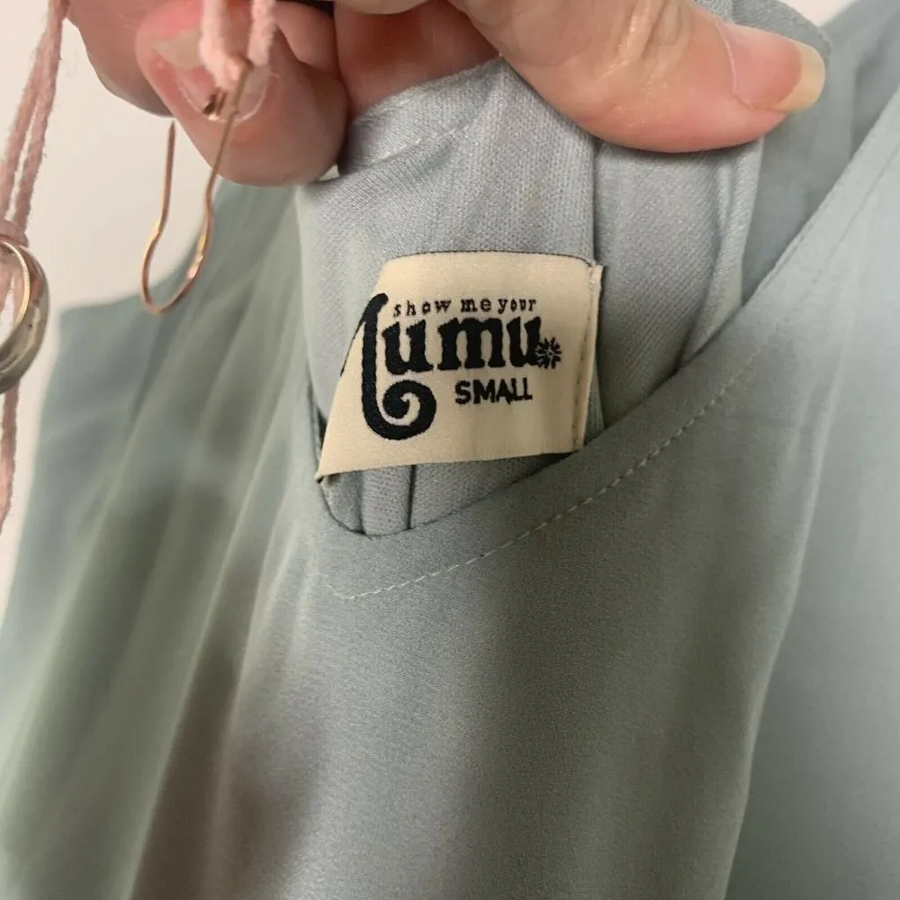 Show me your MuMu split Maxi dress SMALL sage Bridesmaid sleeveless - Image 8