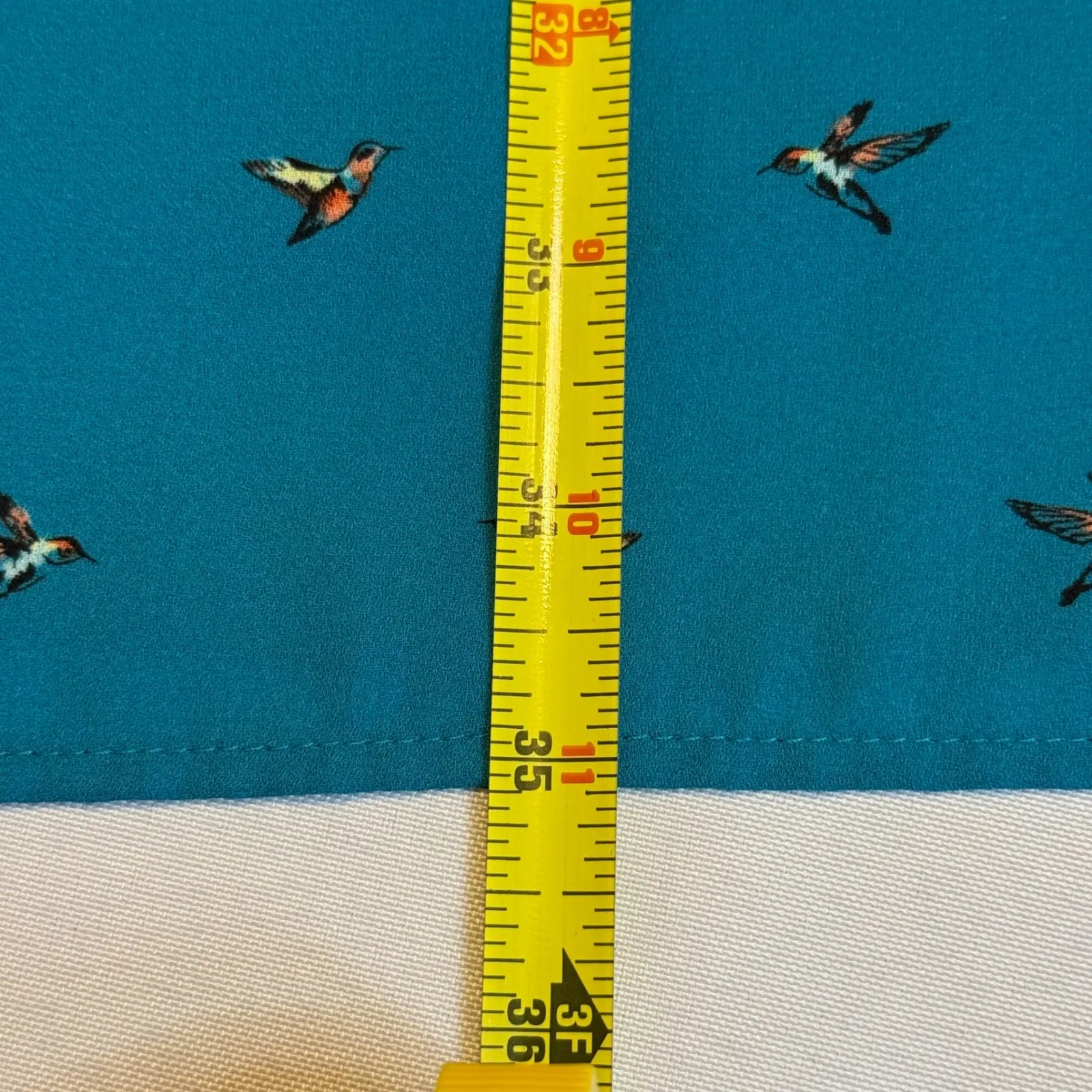 Worthington Teal Bird Print Pleated Neck‎ Sleeveless Knee Length Dress Size 10 # - Image 12