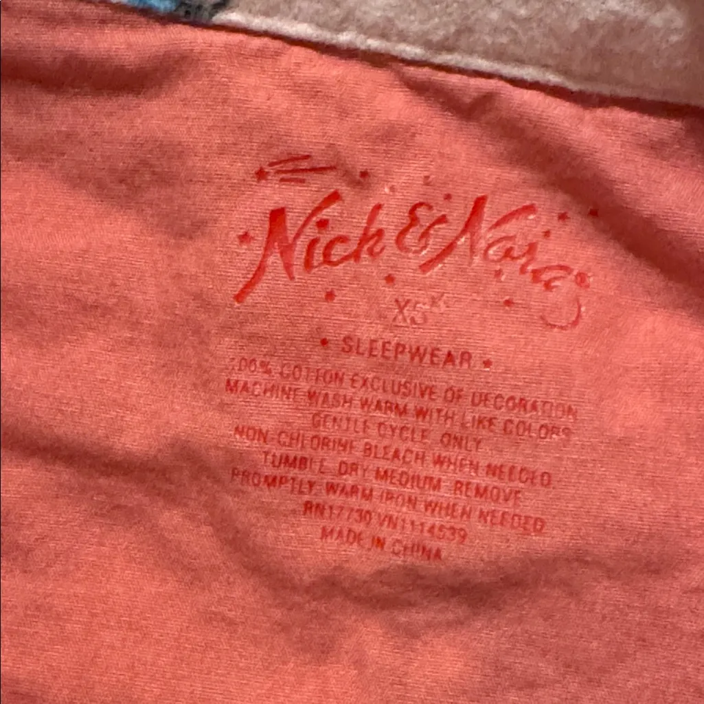 Nick & Nora Pink Monkey Christmas Flannel Pajama Set SIZE XS - Image 4