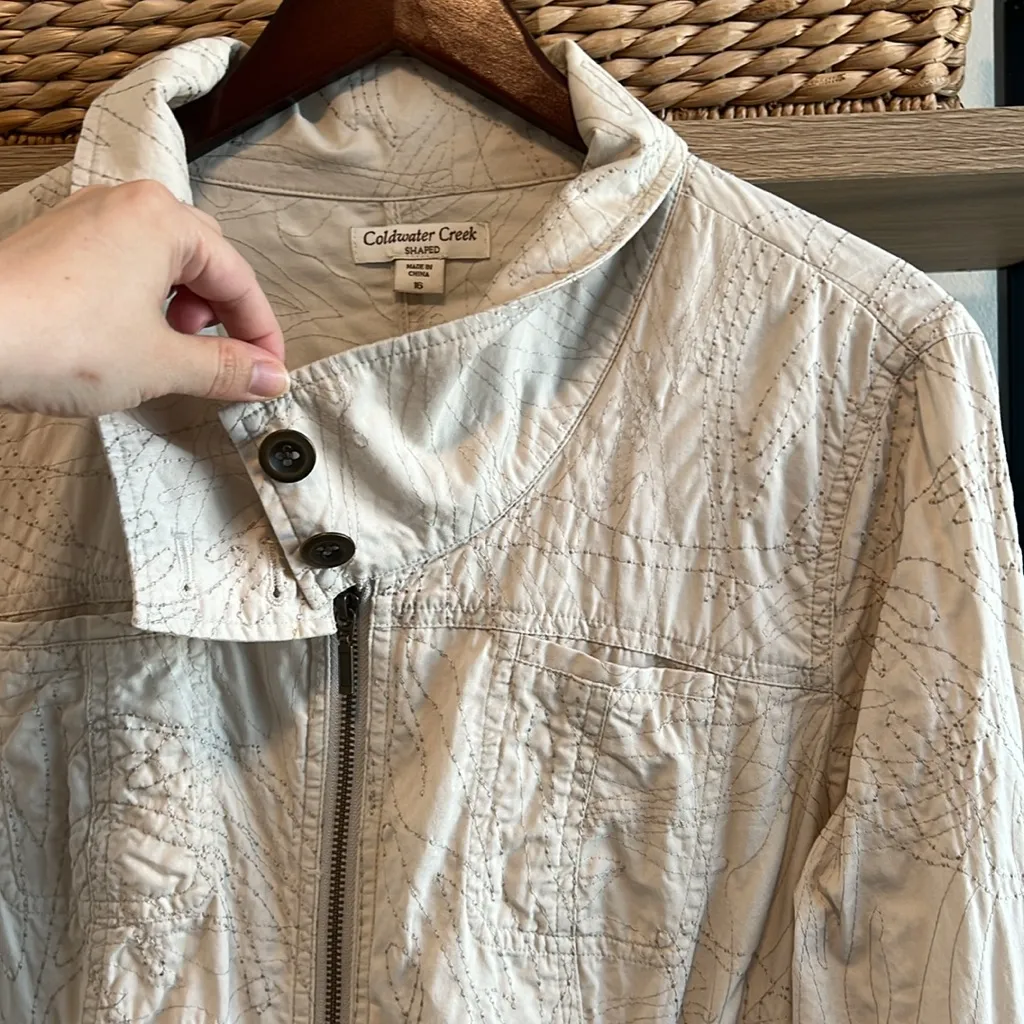 Coldwater Creek Woven Embroidered Utility Full Zip Jacket, 16 - Image 3