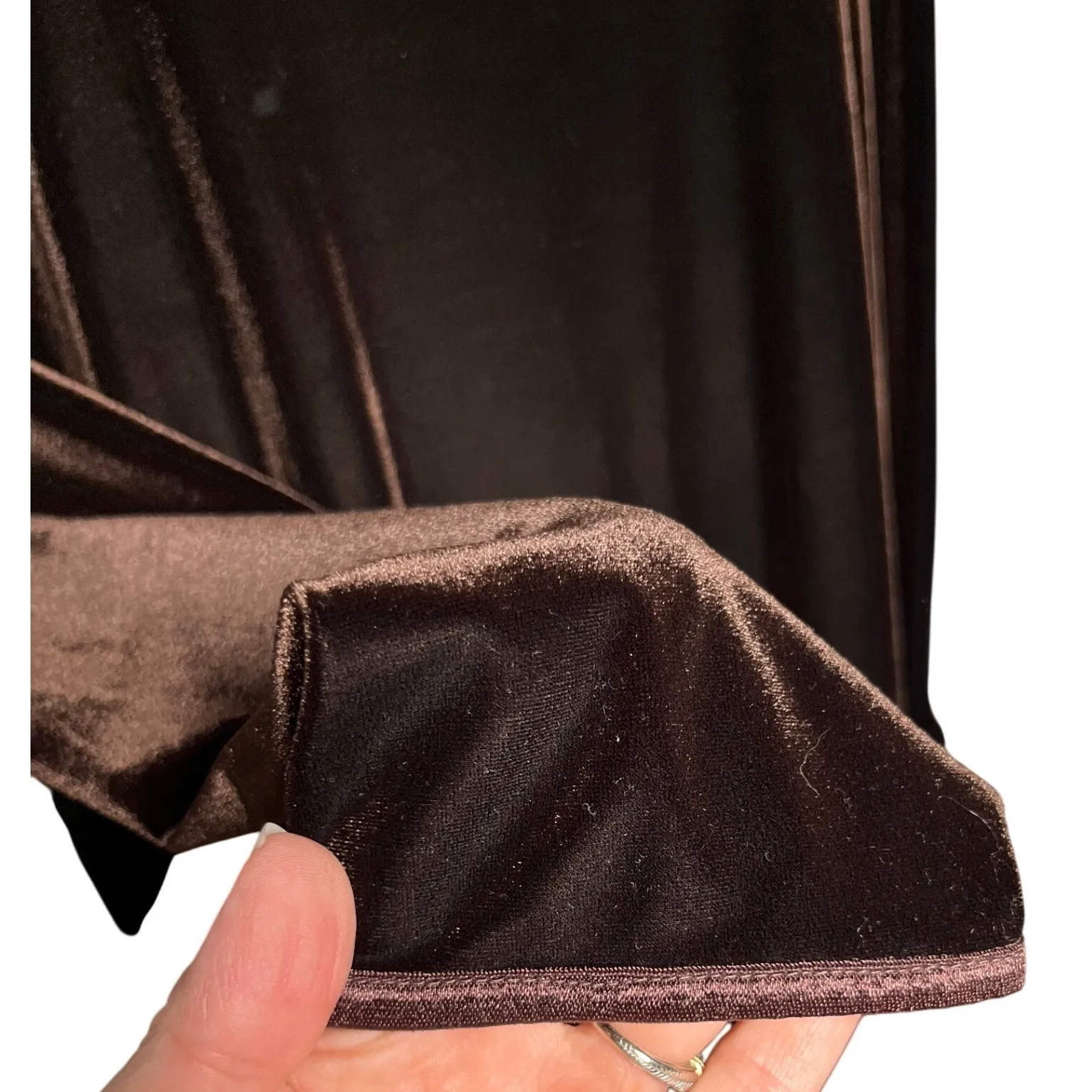 Vintage 90s‎ Mica Velvet Dress 1X NWT Brown Long Sleeve Cocktail Party Made USA - Image 9