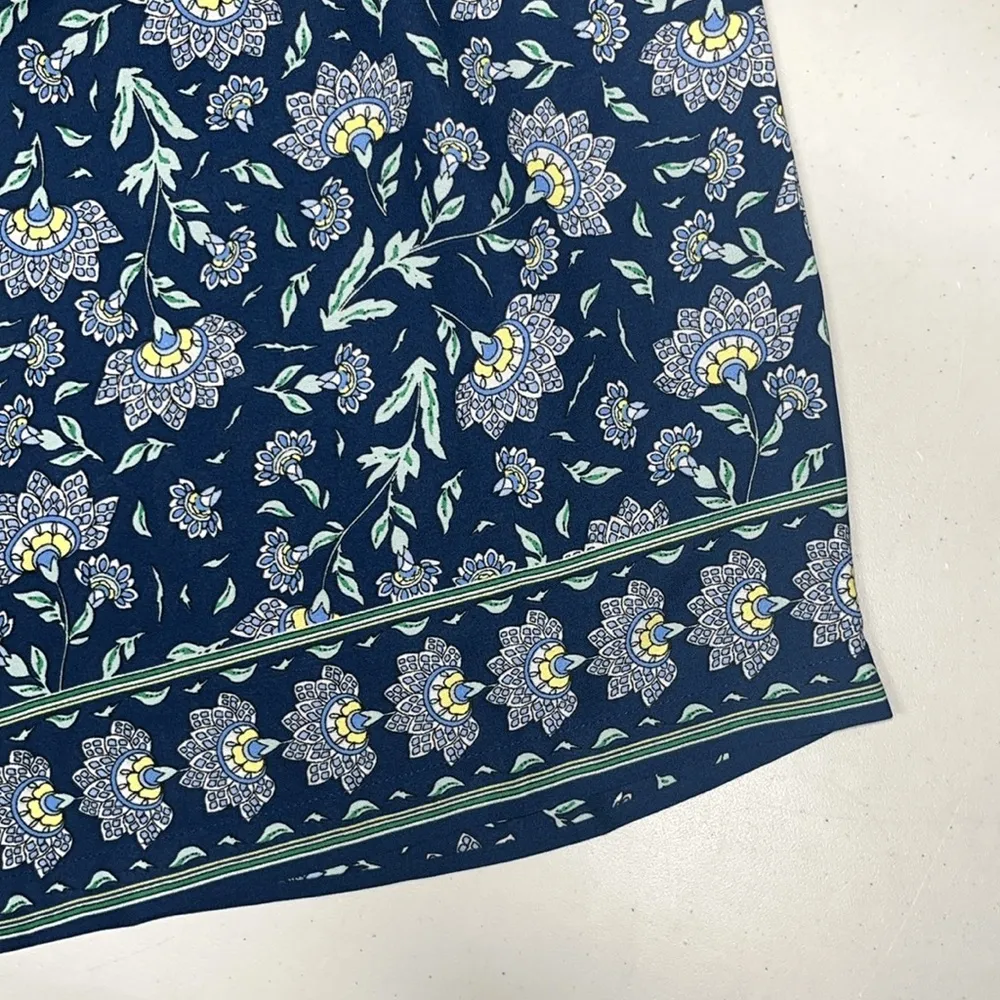 Max Studio NWT Size 1X Blue Floral Print Pull-On Wide Leg Crop Pants w/ Pockets - Image 4