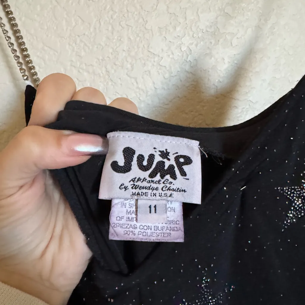 Vintage 90s Y2K JUMP Star Sequins Embellished Maxi Dress Gown Sz L Black Sparkly - Image 4