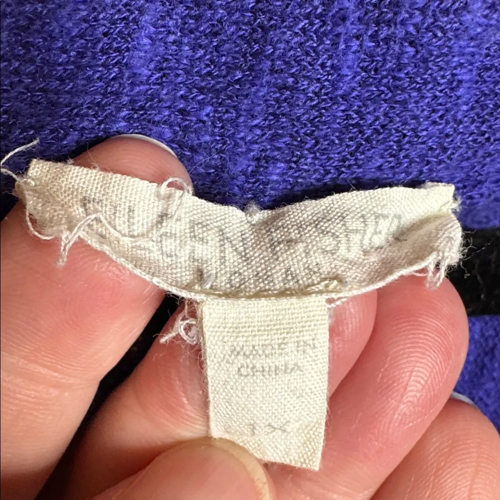 Eileen Fisher Royal Blue Linen Cotton Boxy Knit Top High-Low Hem Size 1X - Image 3