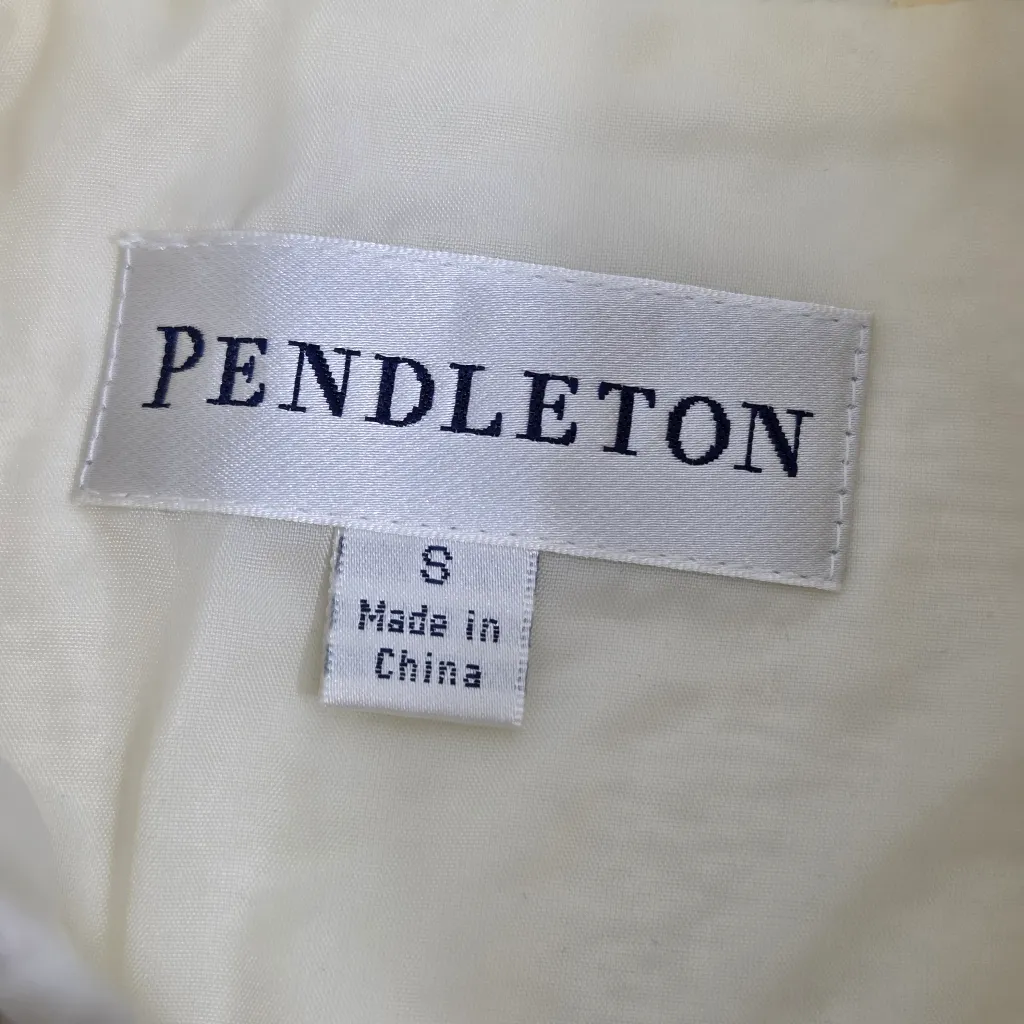 PENDLETON Vintage ZIP Up Front Cream Textured LINED JACKET Size S - Image 9