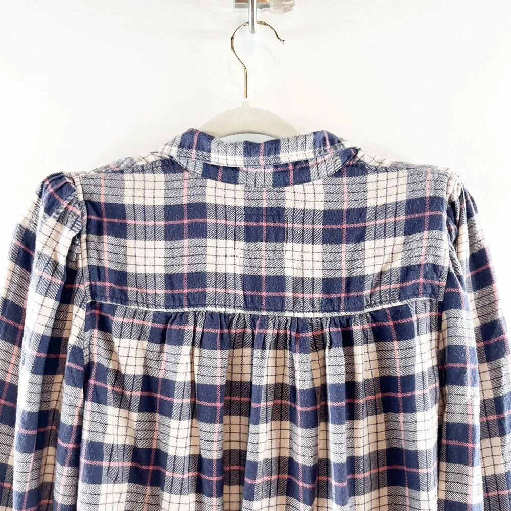 Rails Angelica Long Sleeve Plaid Flannel Button Up Shirt Almond Pink Navy Small - Image 15