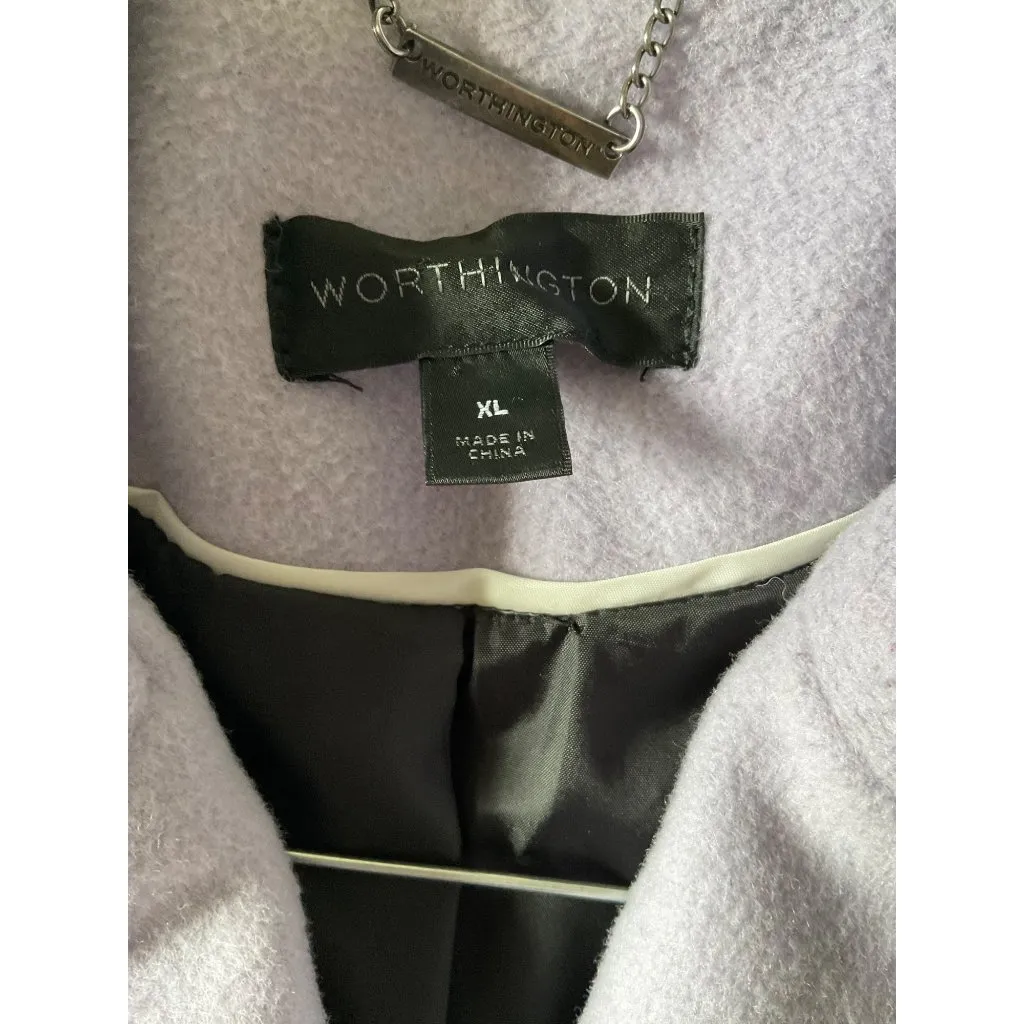 WORTHINGTON purple women wool coat mid length XL bust48in US 12-14 - Image 3