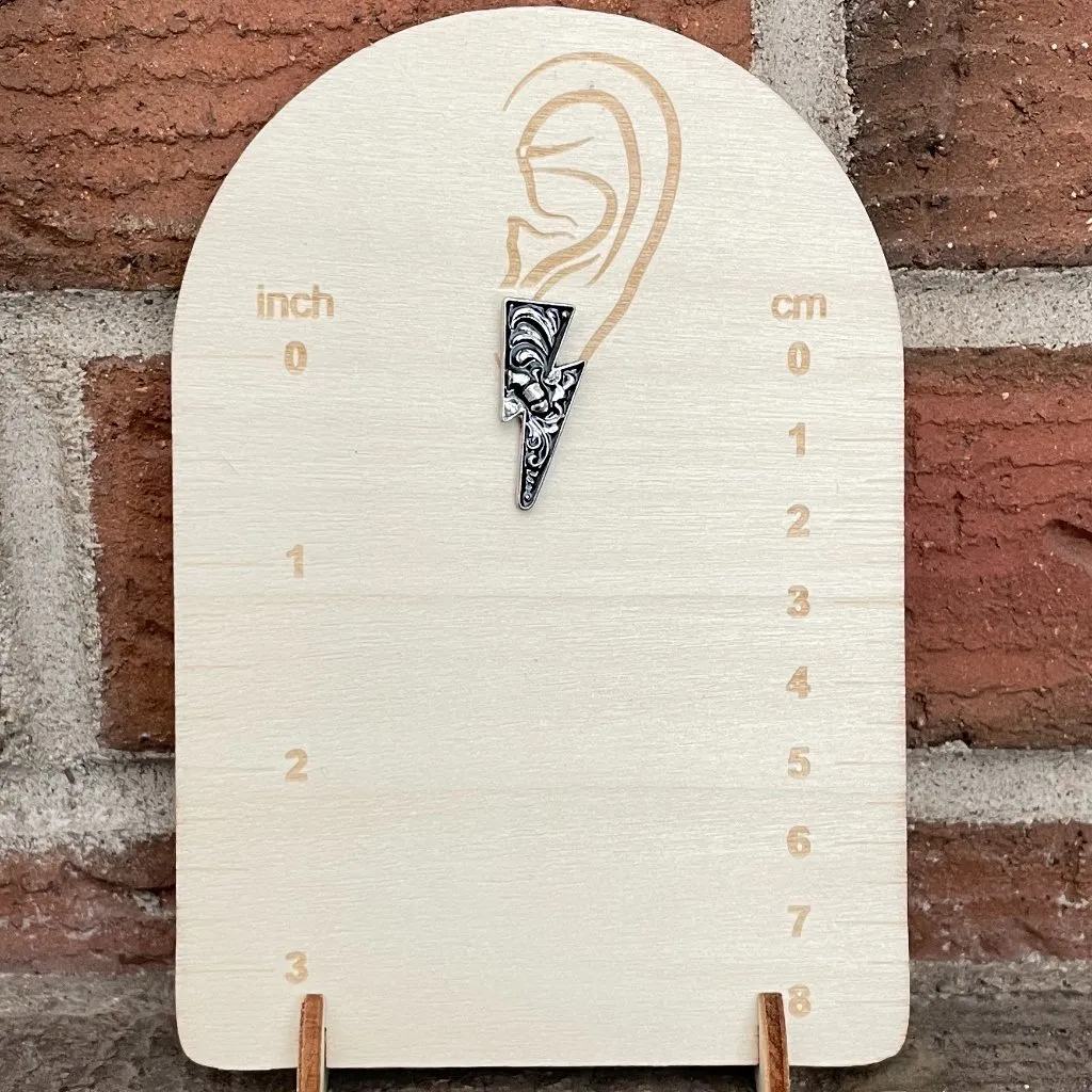 Filigree Lightning Bolt Earrings Silver - Image 2