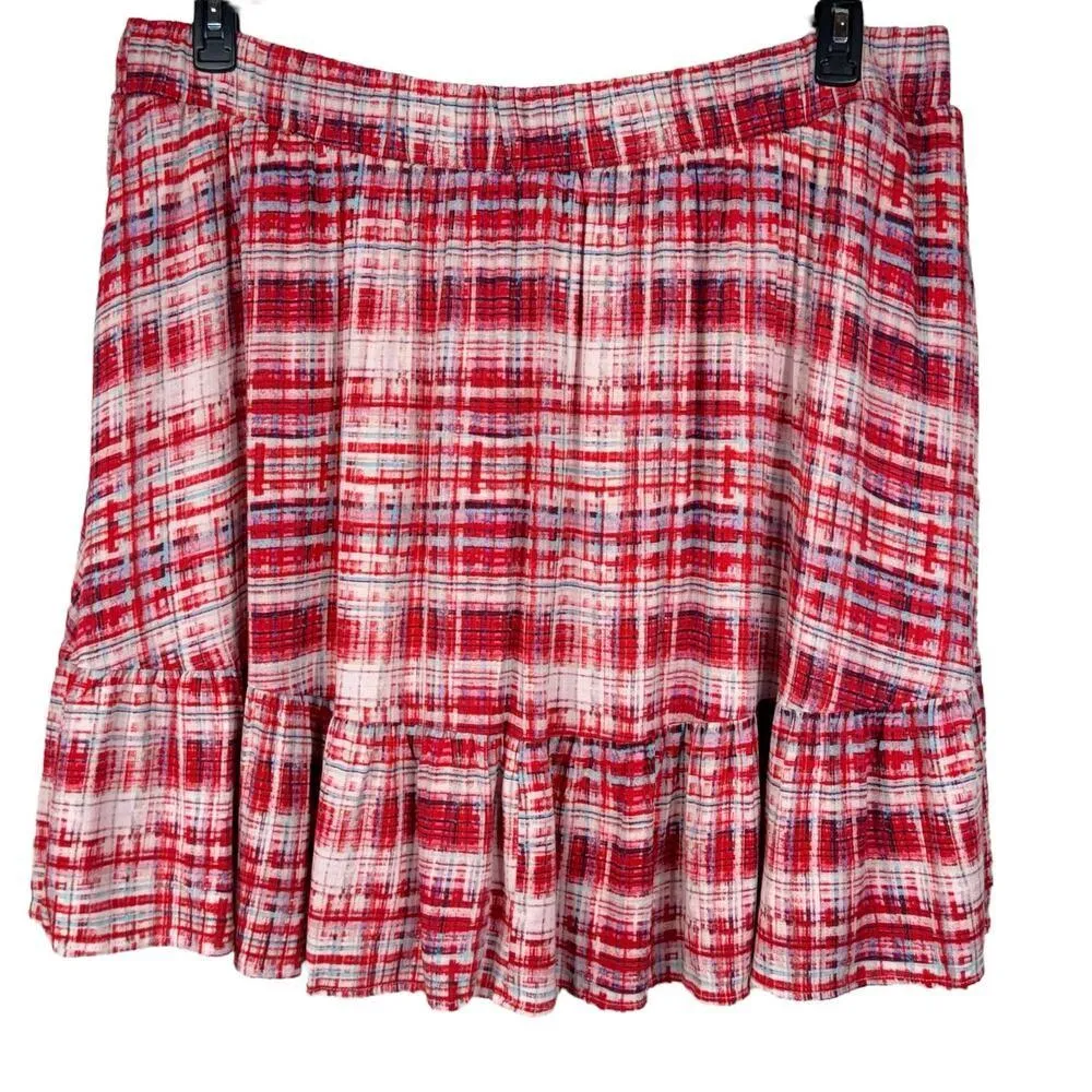 Torrid 3X-Large Tiered Circle Skirt Plaid Pull-On Stretch Lined Pockets Multi - Image 4