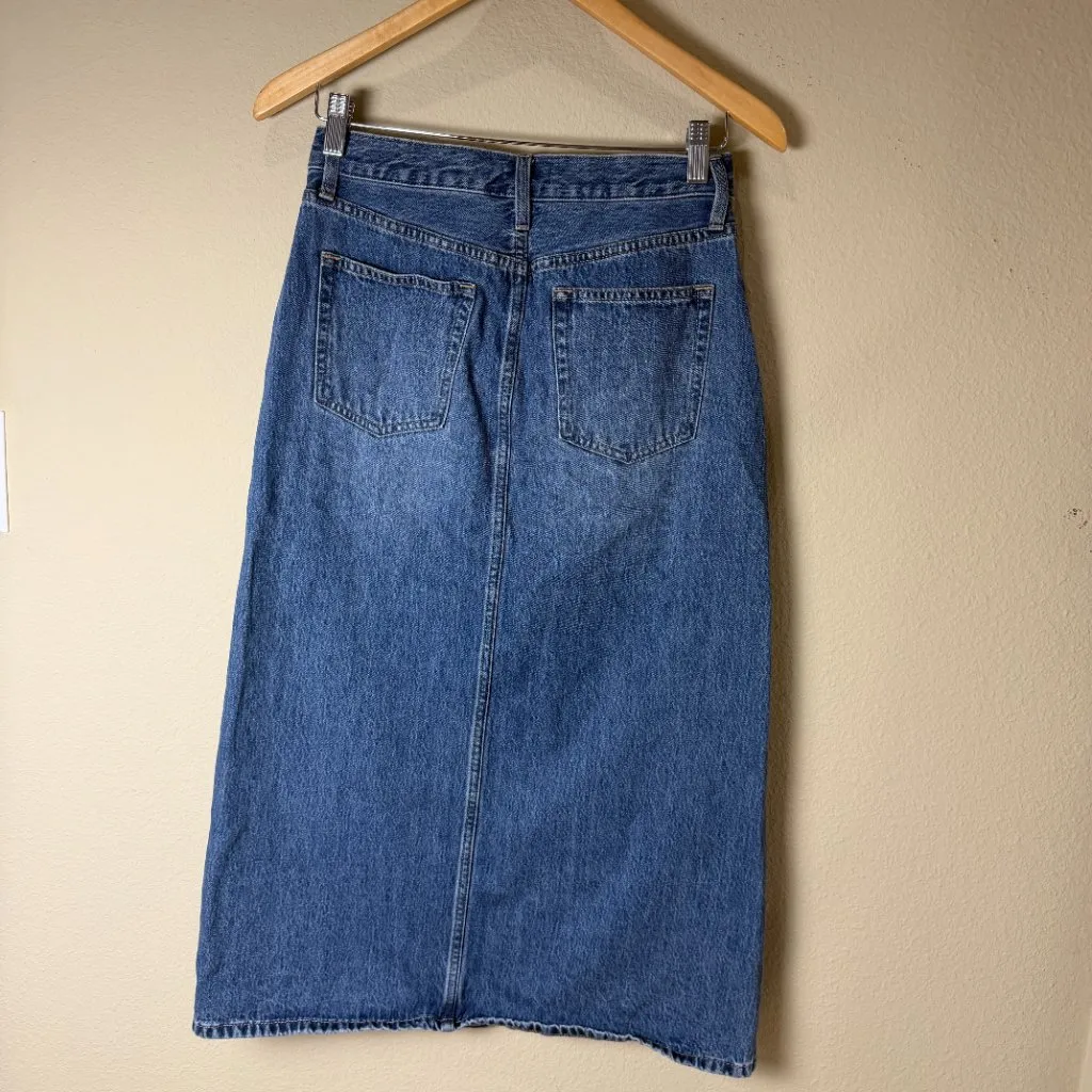 UNIQLO Jeans Denim Midi Maxi Skirt with Slit Size 6 Purchased in Japan - Image 6