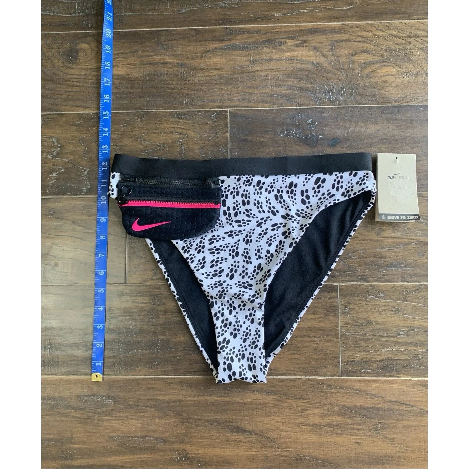 NIKE Bikini Bottoms High Waisted Swimsuit White Black Party Dots Womens M XL NEW - Image 9