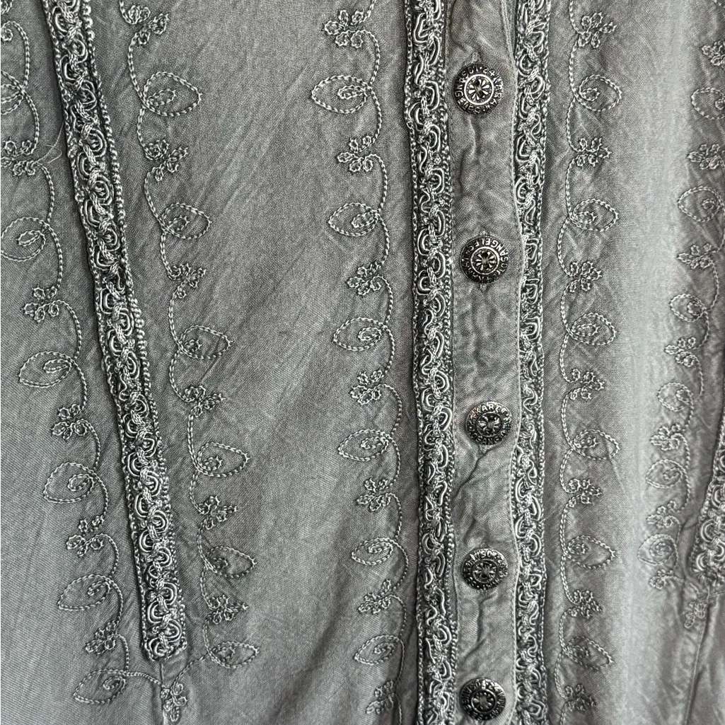 24 Karat Women’s Blouse Grey Vintage 90s Y2K Sleeveless Embellished Size S EUC Gray - Image 4