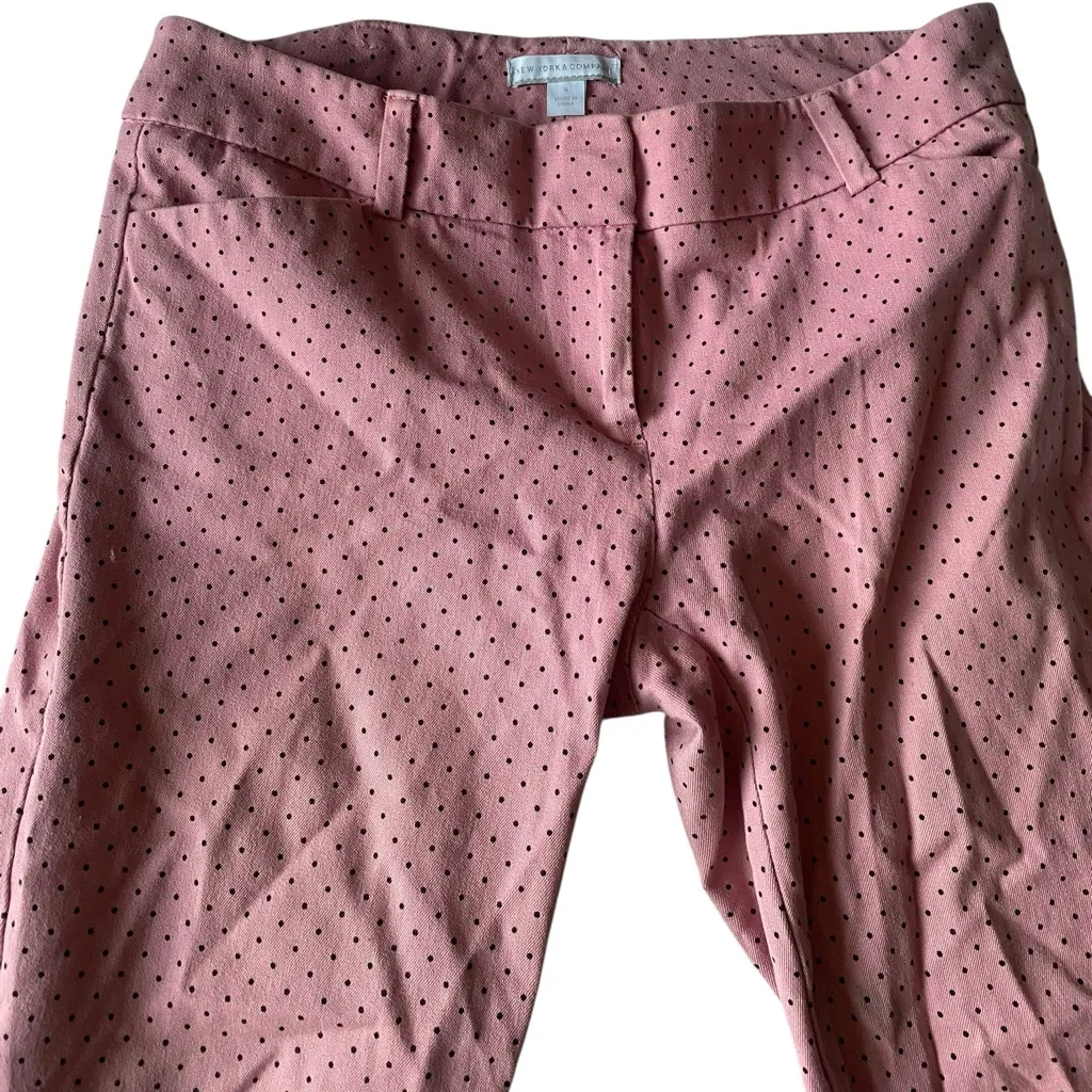 VTG New York & Company Pink and Black Polka Dot Business Casual Slacks – Size 4 - Image 2