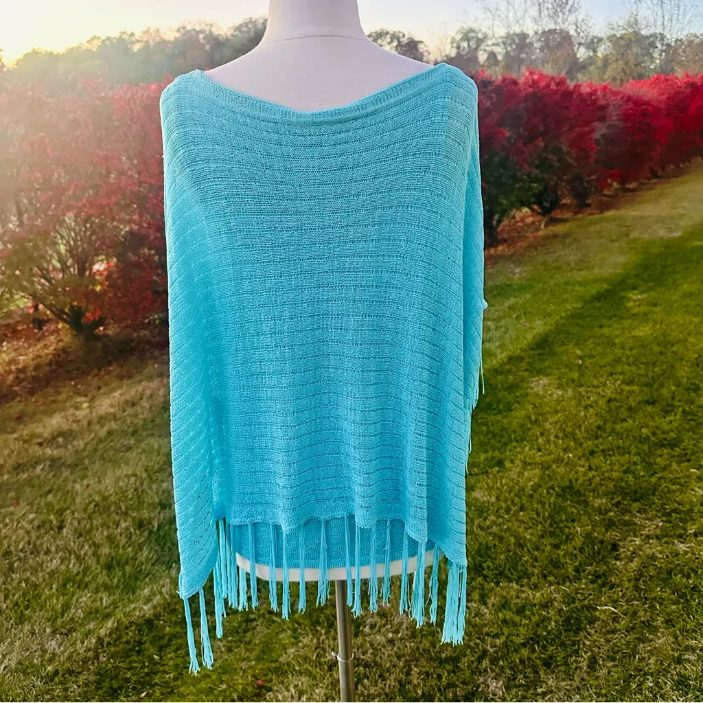 CHICO’s Turquoise Cold Shoulder Poncho - Image 10