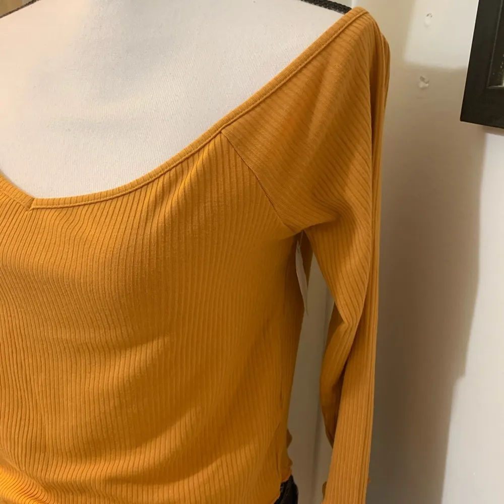 Me to We Mustard Yellow Ribbed Crop Top - Image 2