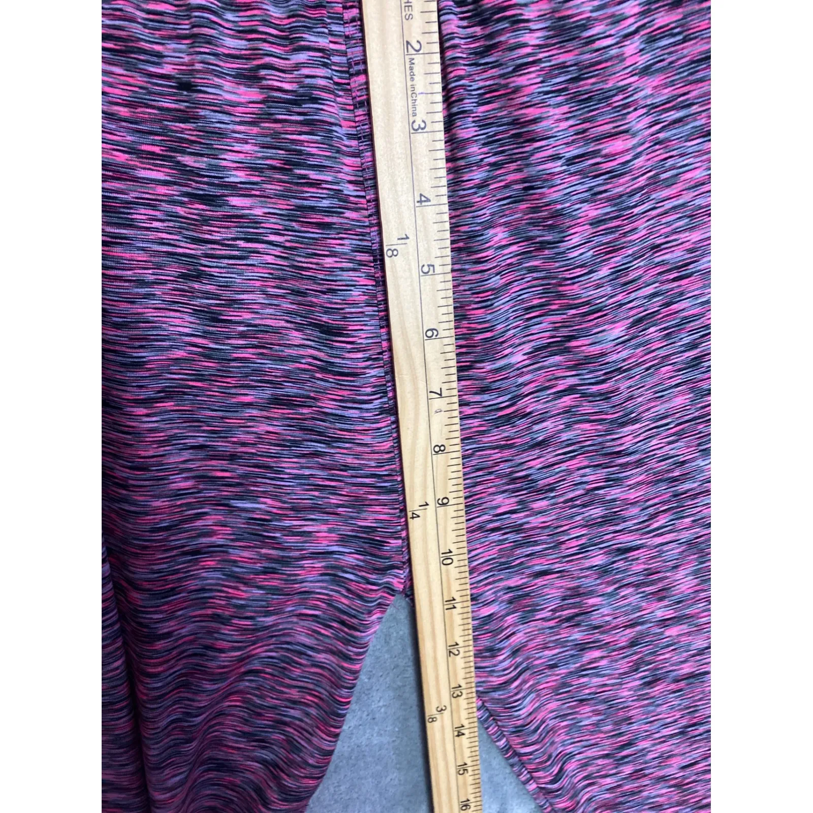 Athletic Leggings Women's L XL Pink Black Marled Stretch Activewear Pants Size undefined - Image 4