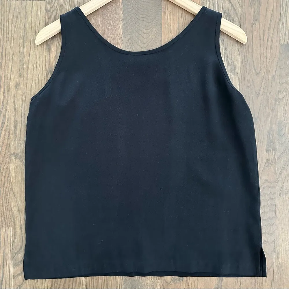 Vintage Tommy Bahama 100% Silk Herringbone Woven Sleeveless Top Black Small - Image 9