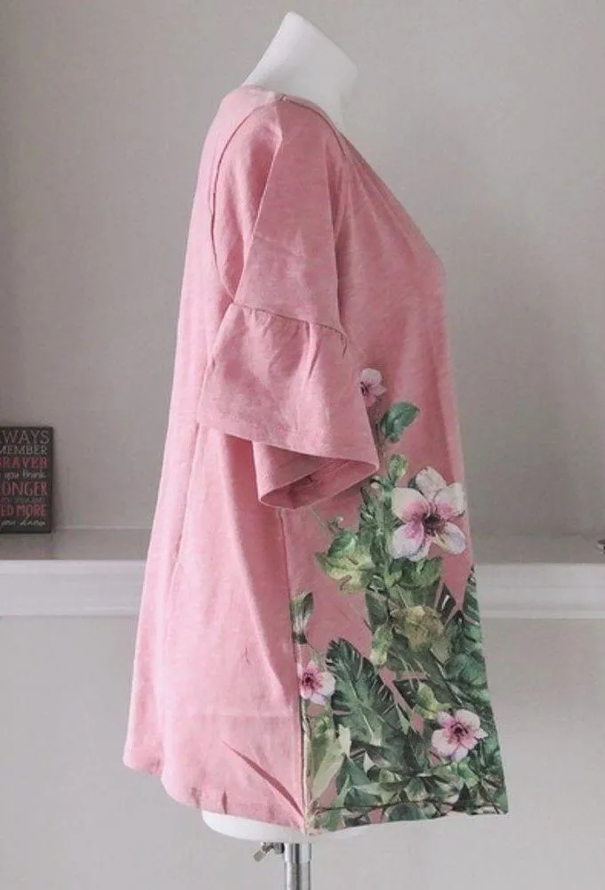 Lane Bryant Top Rose Cotton Blouse Short Bell Sleeves Plus Size 14/16 NEW - Image 5