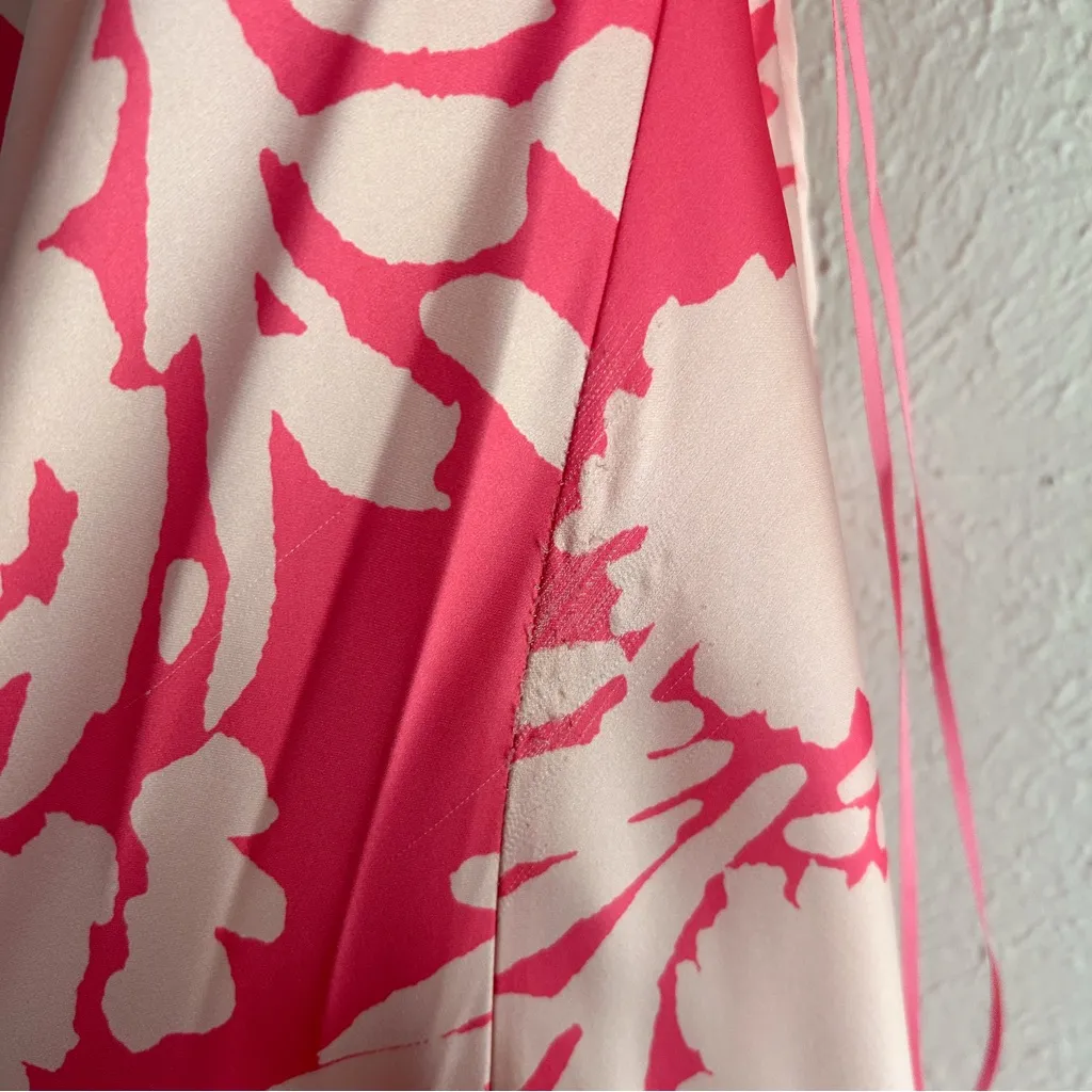 BARDOT Malinda Slip Dress Pink Abstract Back Tie Pink White Sz XL US 10 - Image 8