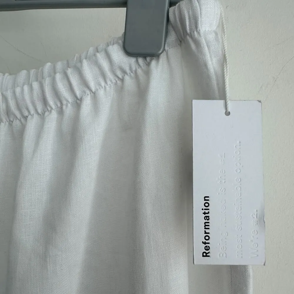 Reformation Linen Pants Womens XL White Olina Flax Coastal Minimalist Quiet Luxe - Image 10