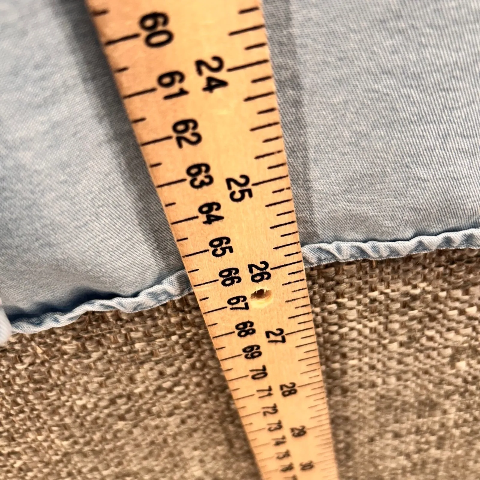 J Jill Womens Chambray Blouse Size Large Bohemian Tencel Denim Bell Angel Sleeve Blue - Image 11