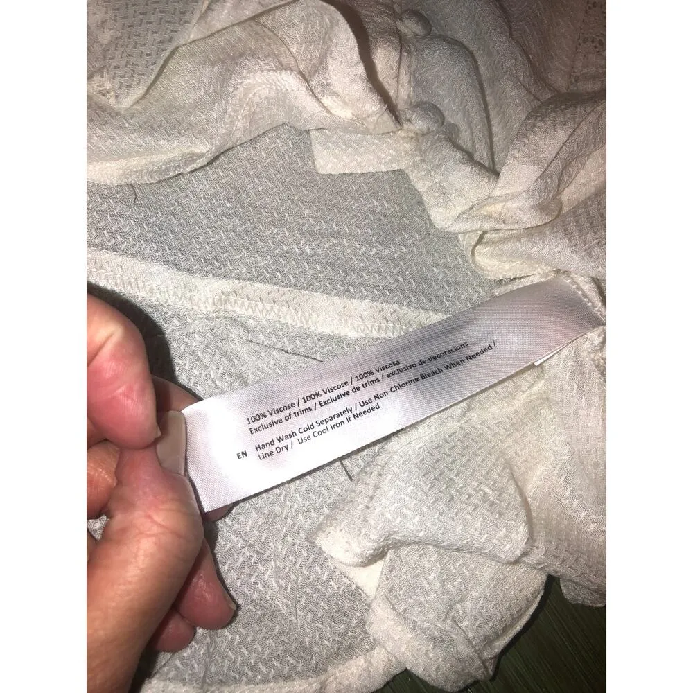 Band of Gypsies BOG Collective NWT White Long Sleeve Blouse Sheer Flare VNeck XS - Image 6