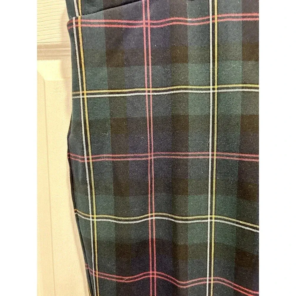 Christopher‎ & Banks Pants Womens 16 Green Plaid Mid-Rise Holiday Party Festive - Image 2