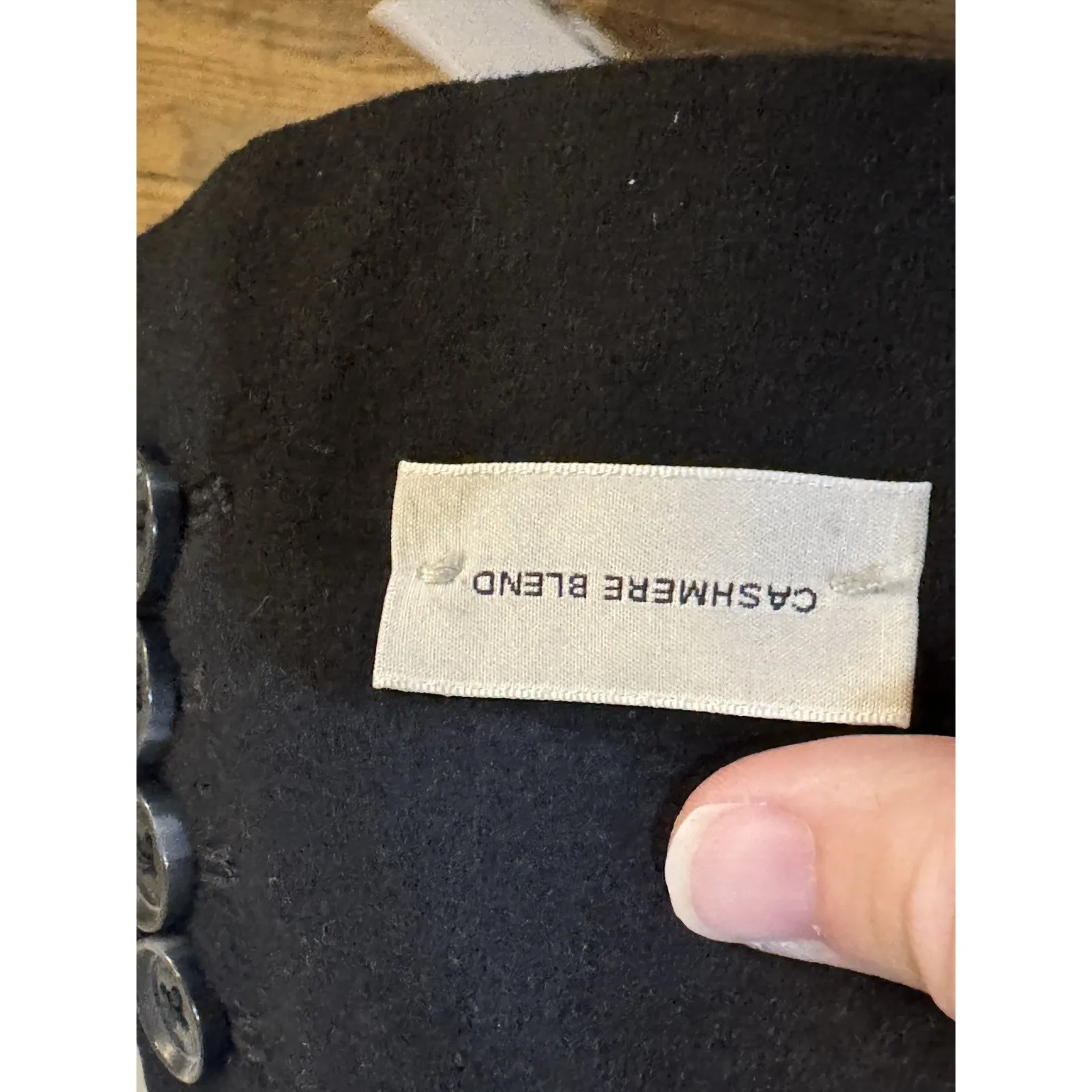 Anne Klein Over Coat Black Cashmere Wool Blend Lined Long Button Collared Size 8 - Image 7