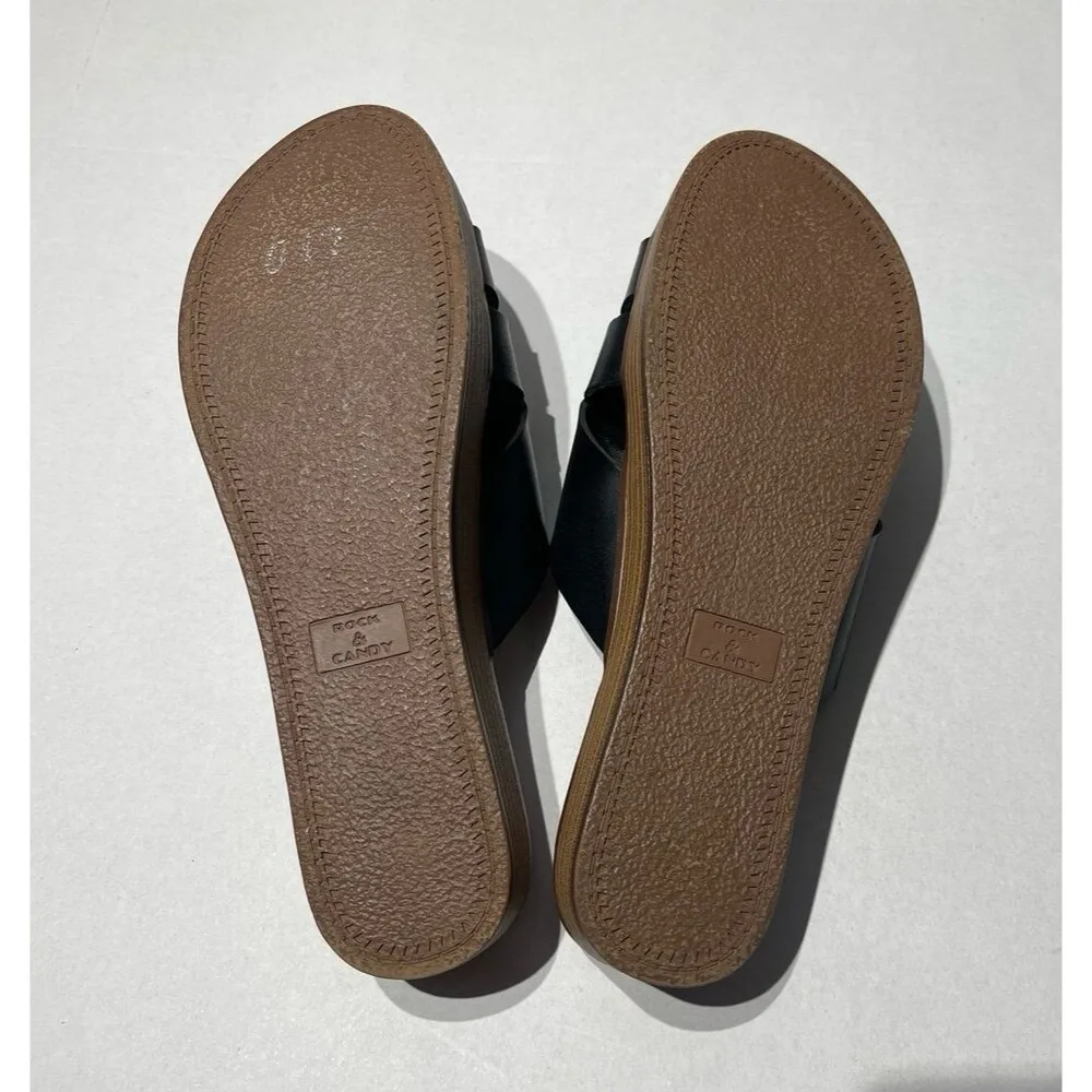 Rock & Candy Calilea Slide Sandals Black Faux Leather Size 9.5 New - Image 6