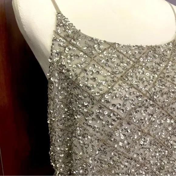 W118 by Walter Baker grey sequin mesh top‎ size Small - Image 2