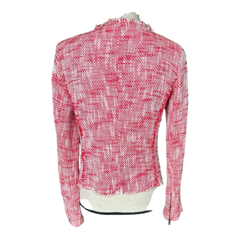 Joie Pink Tweed Blazer with Round Neckline and Fitted Silhouette Size S - Image 3