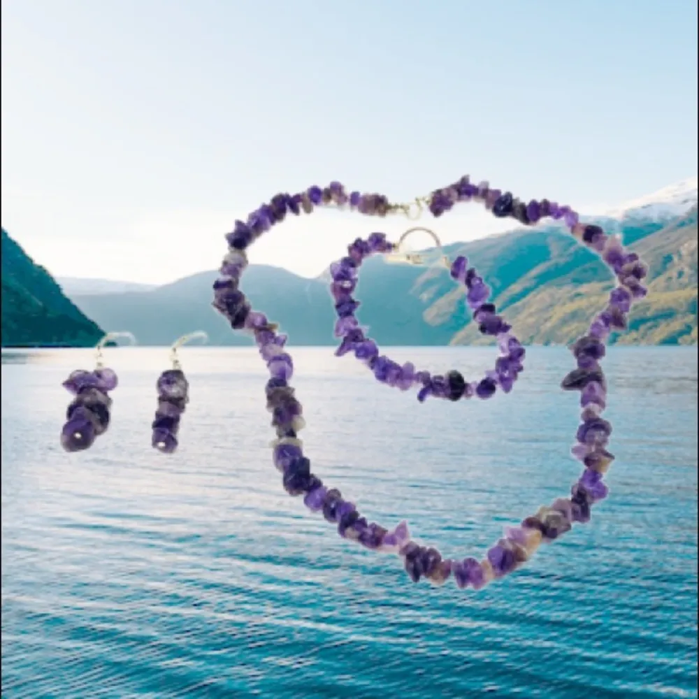 Genuine amethyst beaded 3 piece set - Image 2