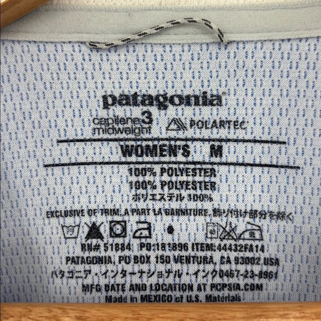 Patagonia Capilene 3 Mid Weight Polartec Base Layer Top Women’s Size Medium Blue - Image 3