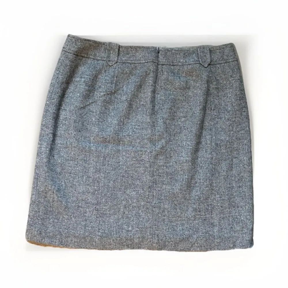 NWT Talbots Herringbone Tweed Wool Pencil Skirt Sz 14 Petite Gray Career Classic - Image 5