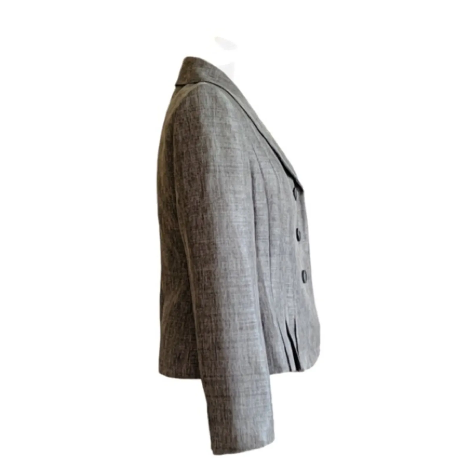 Le Suit  Blazer Jacket Gray Silver Three Button Front Pleated Tailored Size 6 - Image 6