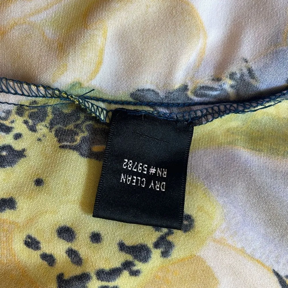 Adrianna Papell 4 Yellow Purple Floral Print Pleated Cocktail Dress Wedding - Image 6