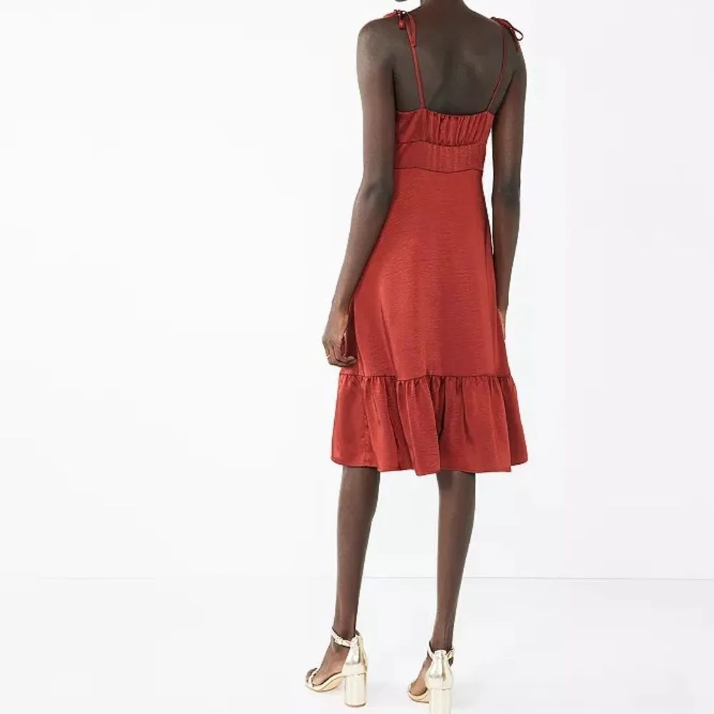 NWT Women's Nine West Strappy Midi Dress XL - Paprika Red - Image 10