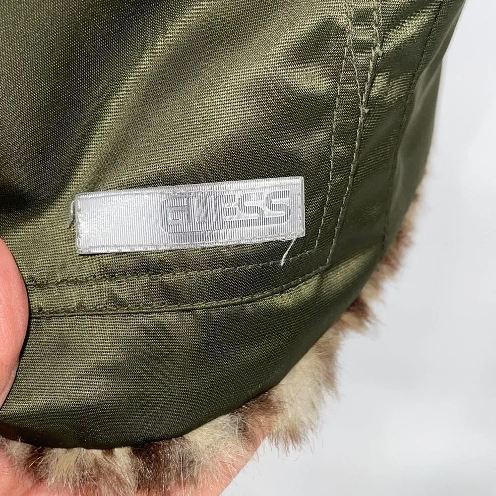 Guess Womens Faux‎ Fur Vest Animal Print Reversible Full Zip Tan Green Medium - Image 8