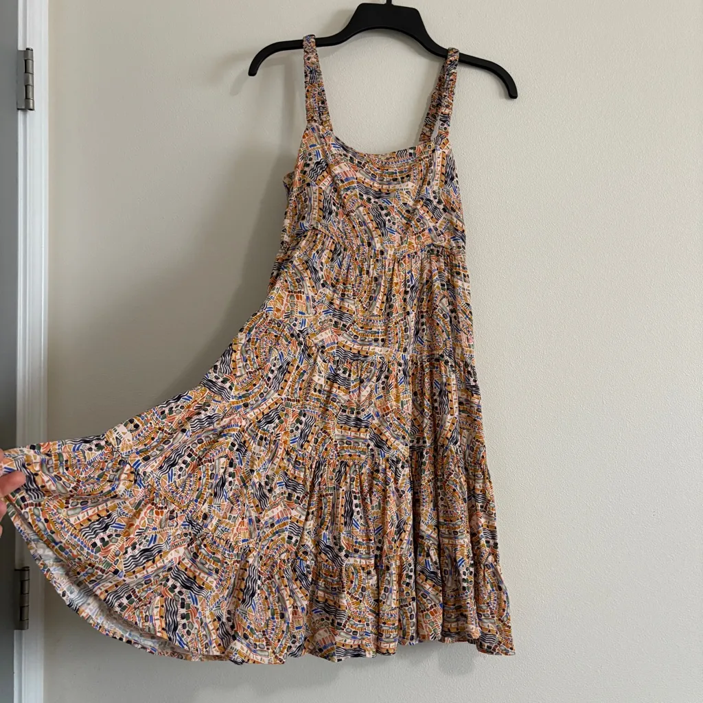 Dear John Women's Faye‎ Strap Tank Dress Mosaic Print Sz Small Orange - Image 7