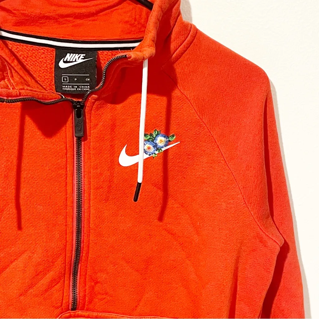 Nike‎ Size Small Sweatshirt Red Coral Graphic Floral Logo Bq8846 696 Quarter Zip - Image 2