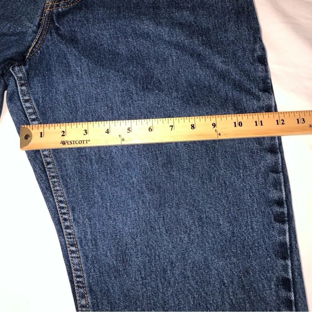 Levis Womens Size 12 Jeans Relaxed Taper 550 Raw Hem High Rise Vintage 90s Blue - Image 8