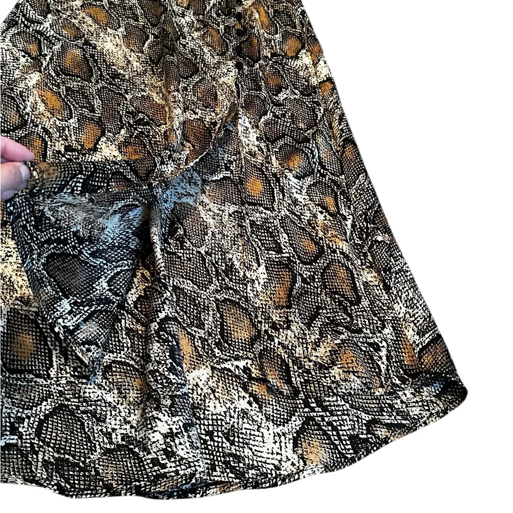 Zara Snake Print Midi Slip Skirt Front Slit Button Detail Casual Size Small - Image 4