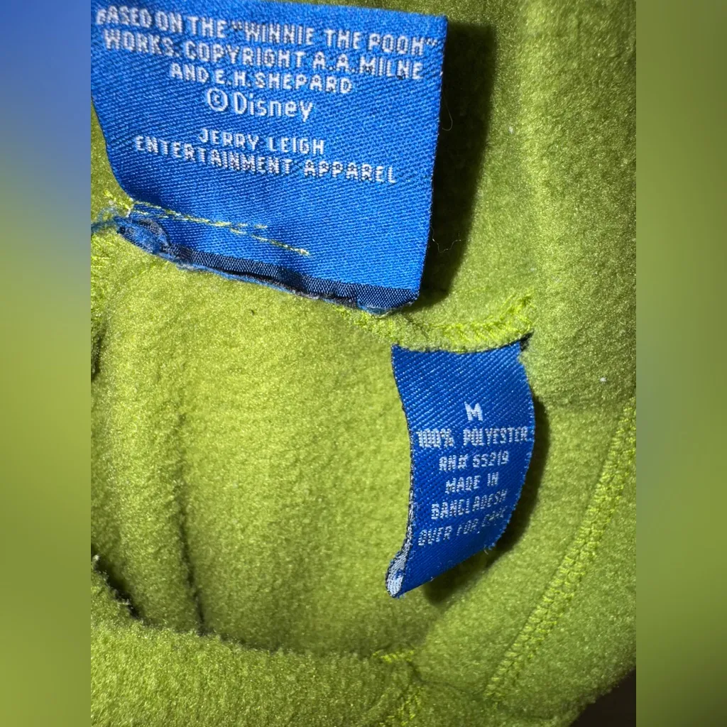 Vintage Winnie The Pooh Green With Yellow Fleece Pullover Hoodie Size Medium - Image 11