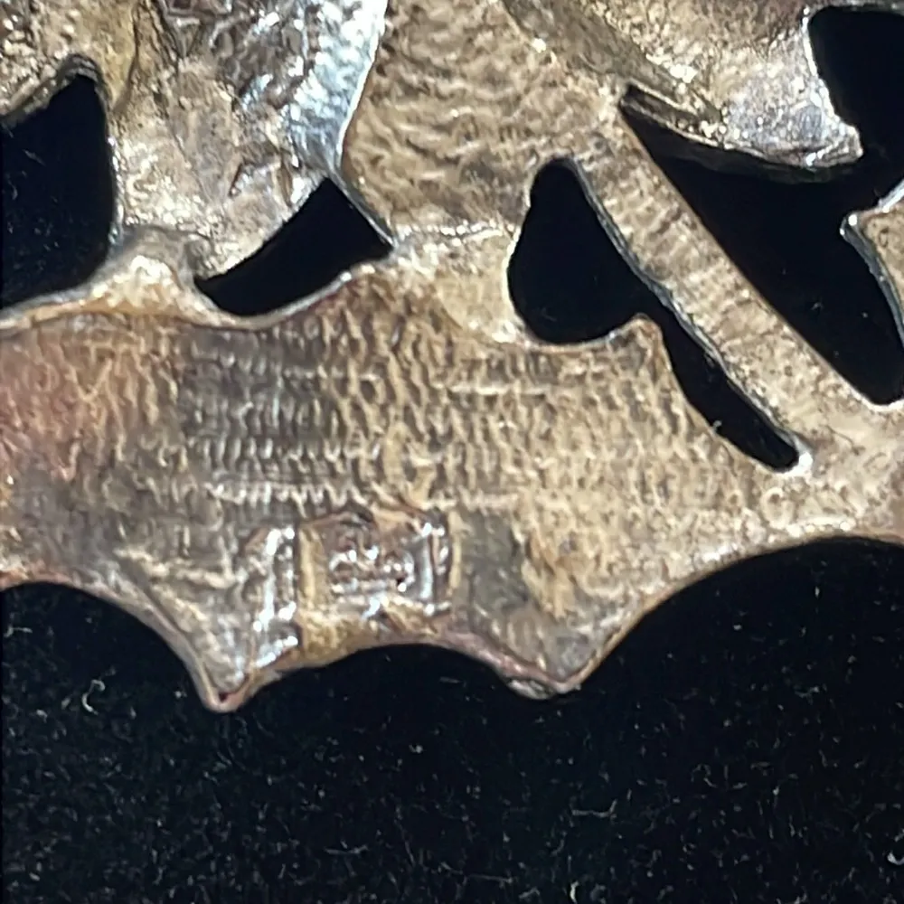 Vintage 70s Rhinestone Holiday Poinsettia Flower Red Green Enamel - Image 5