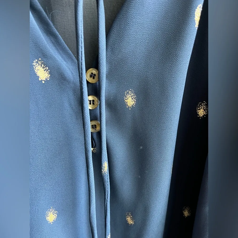 Navy and gold long sleeve blouse - Image 6